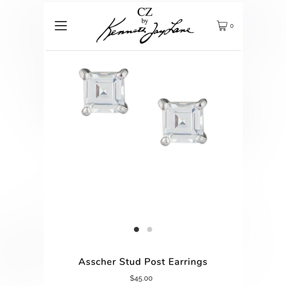 CZ by Kenneth Jay Lane Asscher Stud Post Earrings